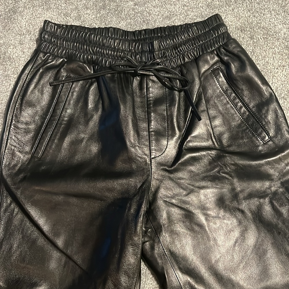 Antonio Melani Luxury Black 100% Leather Jogger Pants for Women - Picture 3 of 16